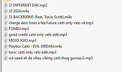 HATETHEREALME's tweet photo. @Rattlezziper different day, 2024, backr00ms cdq from website

charge dem hoes a fee, good credit, toxic, we need all da vibes (no trav on CDHAF, no ty$ on WNADV)

mojo jojo leaked version without kendrick, evil j0rdan highest quality rip from the youtube MV

https://t.co/bXWv9OgcEI https://t.co/BfU1x3TdM3
