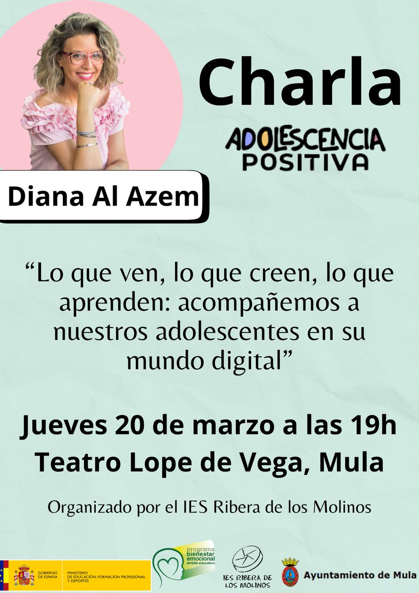 MULA 
Este jueves será ofrecida una charla muy importante sobre la adolescencia.  

Se va a tratar temas muy actuales que pueden ayudar a padres que tengan adolescentes o pre adolescentes a tratar con ellos lo que ven en redes sociales y a ayudarles en su mundo digital