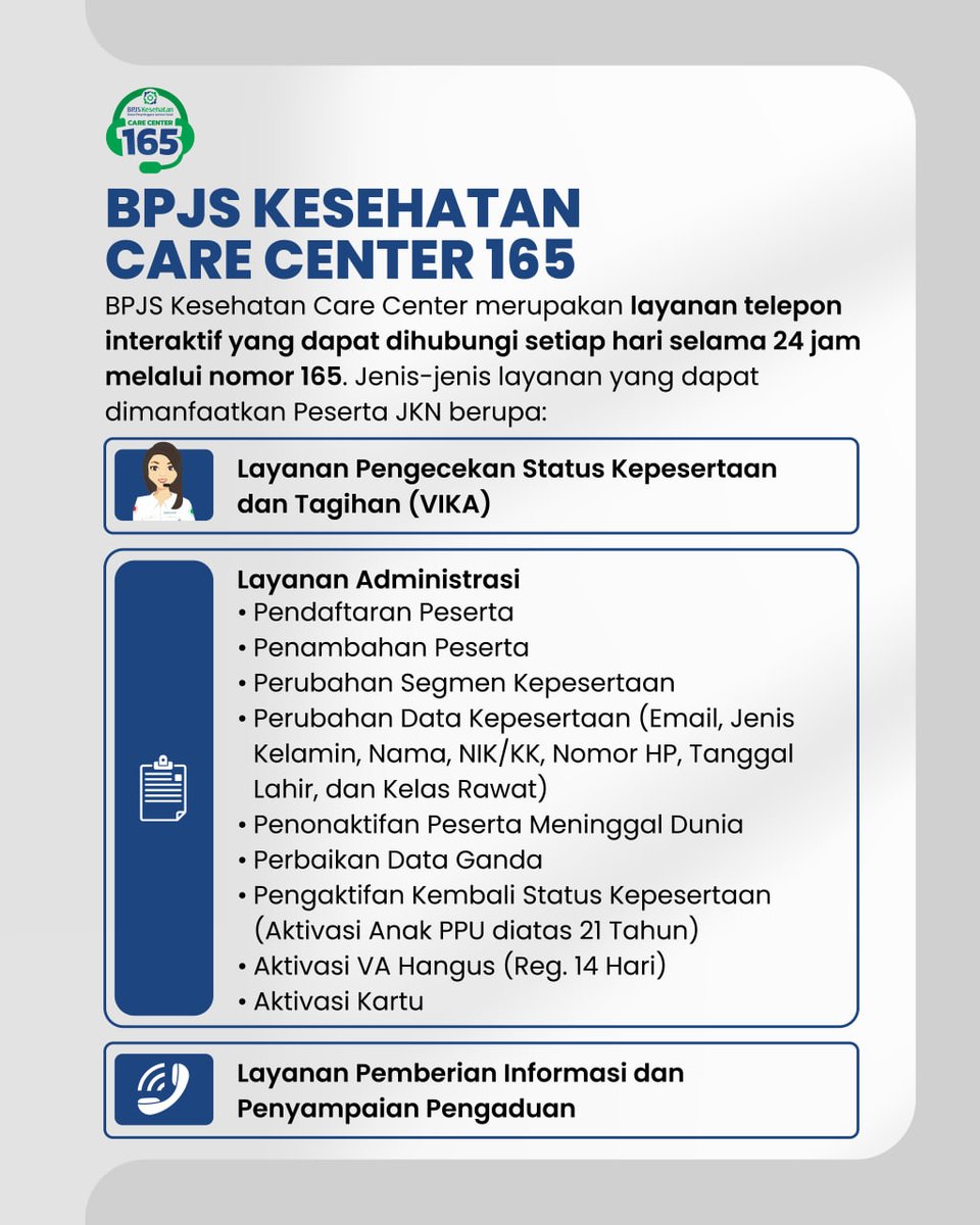 Gak perlu repot-repot ke kantor cabang, urus BPJS Kesehatan kini bisa dari mana aja kapan aja sacara online pake 3 kanal jitu berikut ini!

#BPJSKesehatan
#SatuDekadeJKN
#BPJSMakinMudah
#BPJSMakinCepat
#BPJSSetara