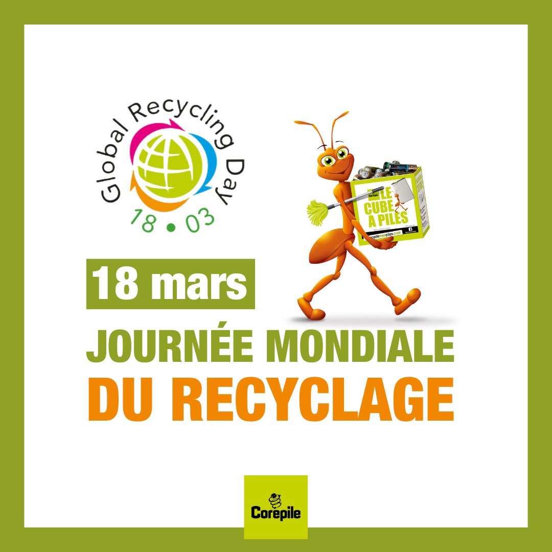 ♻️ Célébrons ensemble la Journée Mondiale du #Recyclage !
🔋 Depuis plus de 25 ans, Corepile s’engage pour sensibiliser à l’importance du recyclage des #piles et #batteries usagées.
Pensez déposer les vôtres dans un point de collecte #Corepile.
📍 jerecyclemespiles.com/carte-des-poin…