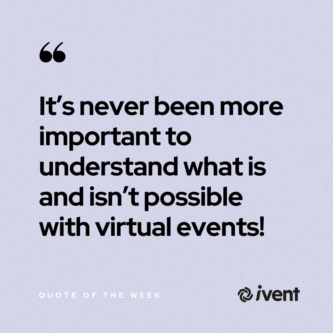 Virtual events can be virtually anything you imagine!

From speed networking to cooking classes, discover 5 virtual event ideas you never knew were possible.

Check out the full guide here: ivent-hq.com/blog/virtual-e…

#eventmarketing #eventprofs #virtualevents #hybridevents