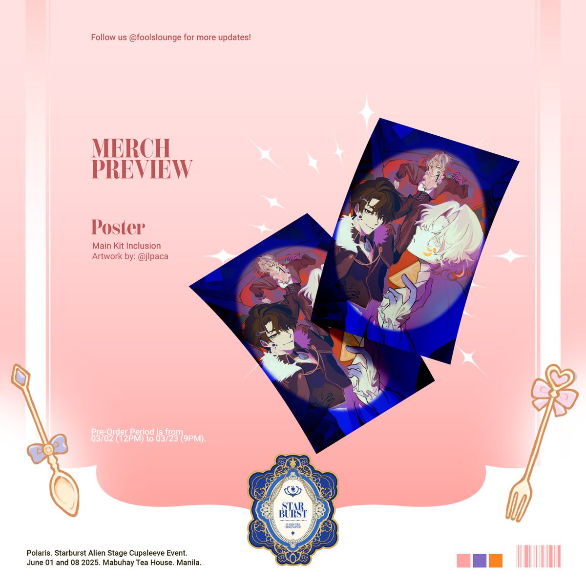 foolslounge's tweet photo. POLARIS 폴라리스 'STARBURST: An Alien Stage Cupsleeve Event'

Event Benefit 〖Poster〗
➫ Artist:  @jlpaca 

Local Mail Order: https://t.co/mor67DHLPx
Int'l Mail Order: https://t.co/1u2C5NZdwh
Group Orders: https://t.co/h2LKe2OQl7

#StarburstCSE #AlienStage #ALNST #ALNSTCSE https://t.co/gqb4HKtqSE