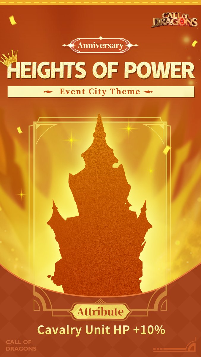 callofdragons's tweet photo. โจ New City Theme Coming Soon โจ
The Heights of Power city theme is coming to Call of Dragons! This city theme will boost your Cavalry Unit HP by an impressive 10%!
What are your thoughts on this new city skin? Let us know in the comments below ๐
#CallOfDragons #CityTheme https://t.co/he0OefsDjd
