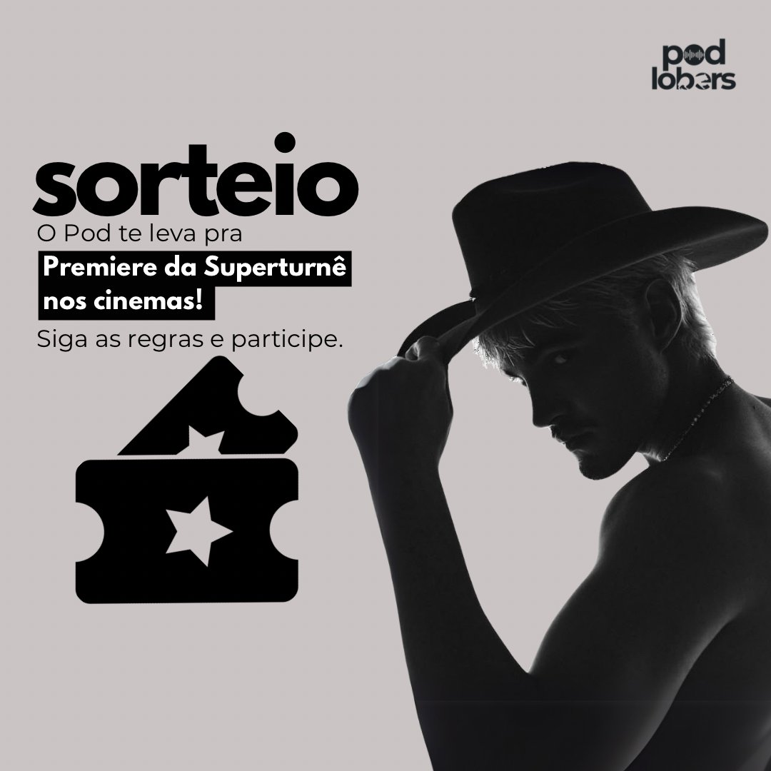 podlobers's tweet photo. 🚨Quer concorrer a 1 ingresso para a Premiere do filme da Superturnê no Shopping Cidade São Paulo nesta quarta-feira (19/03)? 

Siga as regras e participe:
•Like e RT nesse tweet;
•Seguir @podlobers no Twitter, Instagram e TikTok;
• Marcar dois amigos nos comentários junto com os prints dos follows.

SERÃO DOIS GANHADORES‼️

O resultado será divulgado hoje às 20H. Boa sorte!