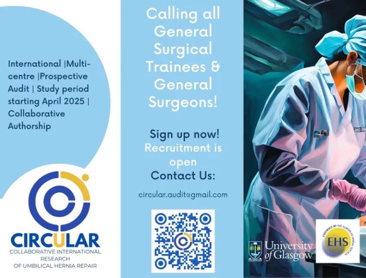 CIRCULAR (@circularaudit) on Twitter photo 📣Last 2 weeks to sign up your site to be involved in this collaborative study! What are you waiting for?! ✨
Email us now at Circular.audit@gmail.com
#herniafamily #umbilicalhernia <a href="/eurohernias/">European Hernia Society</a> <a href="/BritishHernia/">British Hernia Society</a> 📣Last 2 weeks to sign up your site to be involved in this collaborative study! What are you waiting for?! ✨
Email us now at Circular.audit@gmail.com
#herniafamily #umbilicalhernia <a href="/eurohernias/">European Hernia Society</a> <a href="/BritishHernia/">British Hernia Society</a>