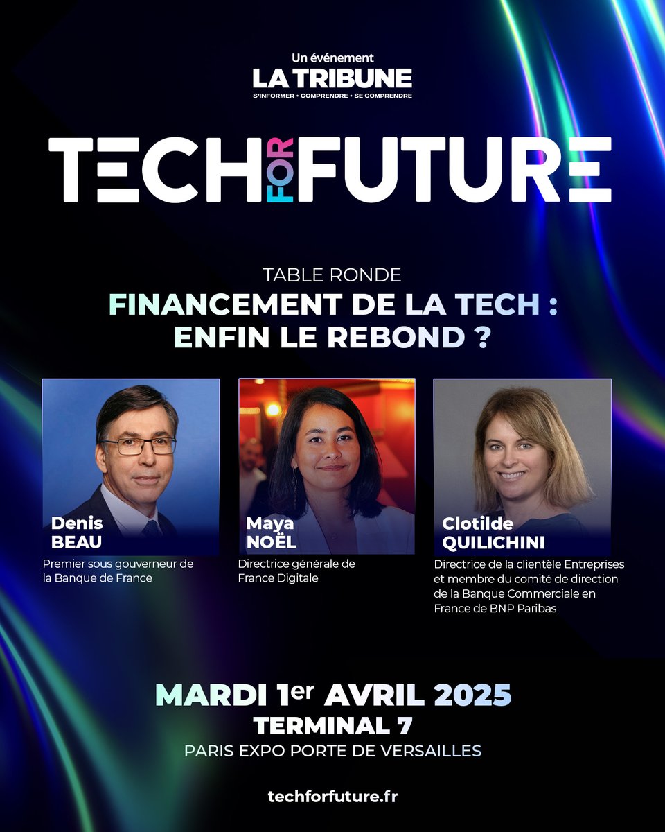 latribuneevents's tweet image. 📢 Financement de la Tech : enfin le rebond ? 🚀💰
Après une année 2024 marquée par les difficultés financières l’écosystème tech peut-il rebondir ? 

Avec :
🔹 Denis BEAU, @banquedefrance
🔹@mayanoel, @FRdigitale
🔹@QuilichiniC, @BNPParibas 

🎤 Présenté par @PrigentSimon,…