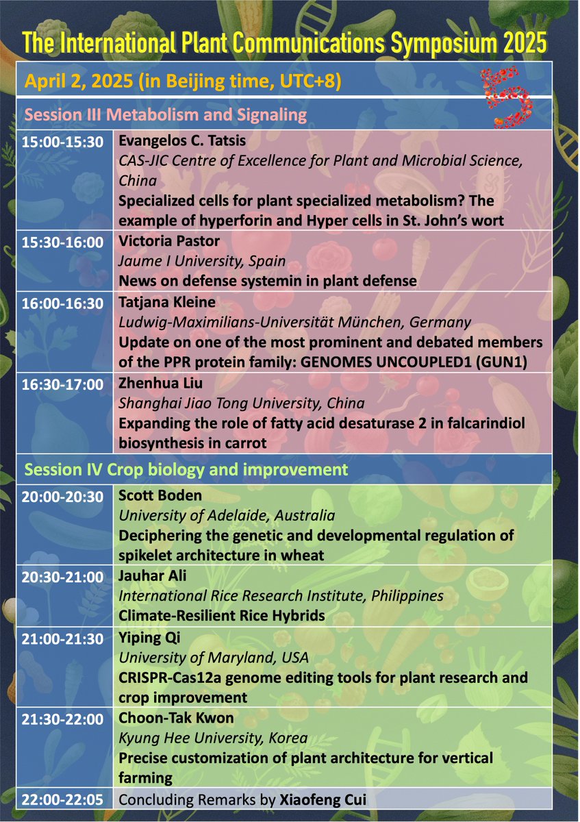 FREE to Join | The International Plant Communications Symposium 2025 | April 1-2 (15-17pm, 20-22pm, Beijing, UTC+8) | Zoom Meeting ID: 295 707 5174 Passcode: 123789 | Live Streaming via YouTube (youtube.com/@molecularplan…) | Join us in celebrating Plant Com’s 5-year milestone!🎊🎊🎊