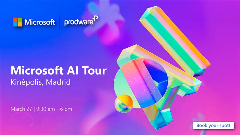 Prodware will be participating in the #MicrosoftAITour in Madrid on March 27, 2025! As members of the RAIIC, we’re focused on three key areas: #AI, #Security, and #Microsoft365Copilot.  
Register now:
📍 In-person: okt.to/PESzpx 
💻 Online: okt.to/BI3p9z