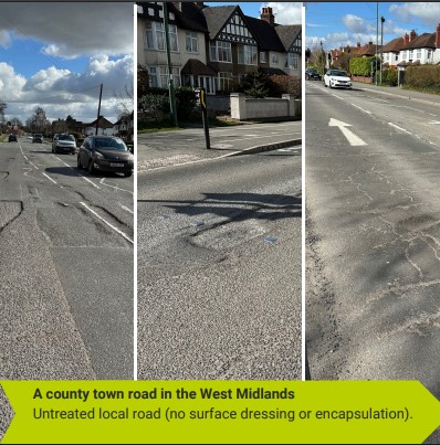 BituChem's tweet image. 🚧 BituChem Supports The #RoadEmulsionAssociationCampaign to Improve Britain's Roads! 🚧

#SurfaceDressing and #Encapsulation Benefits!
Check out this amazing comparison! Same length of road, just 100 metres apart. One section treated v  untreated. The difference is clear!