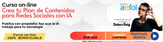 joeldoncel2007's tweet image. ¿Cómo destacar en redes en un mar de info? 🌊✨ La IA puede ayudarte a optimizar tu estrategia. Aprende con @dreig en el curso de creación de contenidos con IA.
📅 28/04/25 | ⏳ 5 sem | 🖥️ 100% online | 💼 Bonificable FUNDAE
👉 Info: aefol.com/curso-contenid…
#ContenidoInteligente
