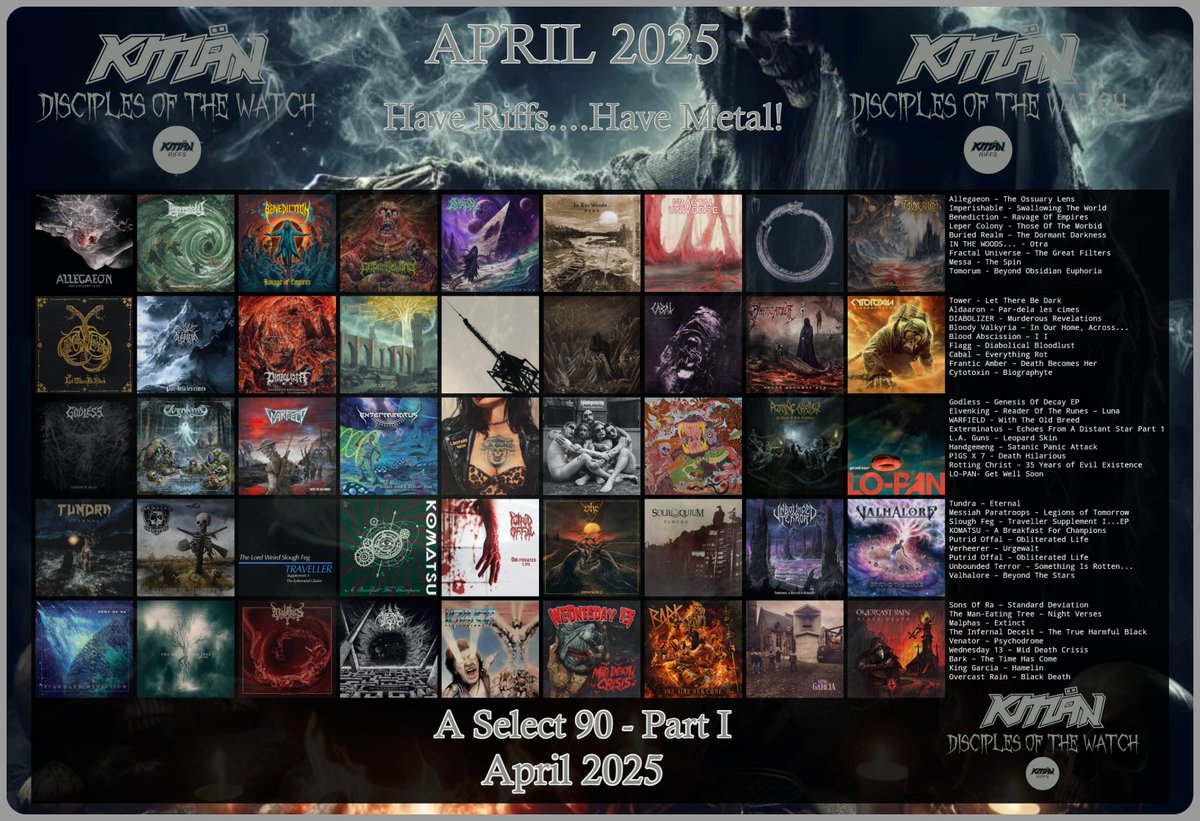 KMANRIFFSMetal's tweet photo. DISCIPLES OF THE WATCH:๐ โฑ๏ธ ๐
Interesting times in the land of Riffs! March laid it down. Hackers be damned, April drops the hammer...๐
Here's April's select 90. Add to your lists!โ๏ธ
Have Riffs, Have Metal: Get on The Watch! ๐
#DisciplesoftheWatch #DOTW #April2025 #KMรคN https://t.co/TIKa6DUnQ9