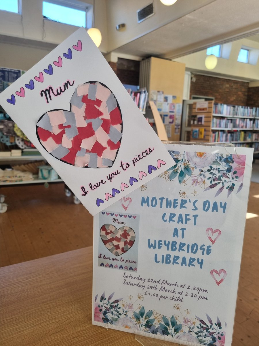 Weybridge Library (@weybridgelib) on Twitter photo Come and prepare for Mother's Day at Weybridge Library. We are holding card making sessions here for the next 2 Saturdays. Come and visit us either Saturday 22nd March or Saturday 29th March at 230pm. We look forward to seeing you!π·<a href="/SurreyLibraries/">Surrey Libraries UK</a> #crafts Come and prepare for Mother's Day at Weybridge Library. We are holding card making sessions here for the next 2 Saturdays. Come and visit us either Saturday 22nd March or Saturday 29th March at 230pm. We look forward to seeing you!π·<a href="/SurreyLibraries/">Surrey Libraries UK</a> #crafts