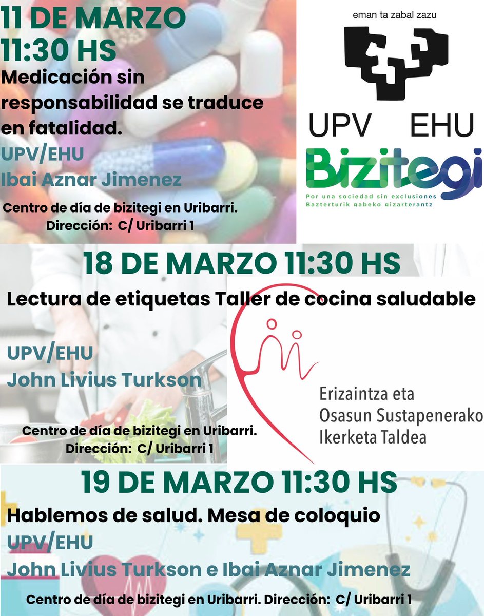 📢 Uribarri!

🏥Alumnado de enfermería 🤝 Aprendizaje-Servicio con la comunidad ✨

📅 19 de marzo
🕦 11:30 h
📍 Centro de día de Bizitegi, Uribarri

✅ Toma de constantes 🩺
✅ Info sobre recursos de Osakidetza 💬
✅ Juego en grupo con premio saludable 🏆🥗
#SaludComunitaria 💙