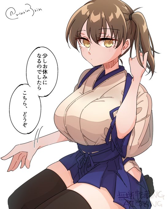 艦これらくがき。加賀さんが膝枕してくれるらしいよ 