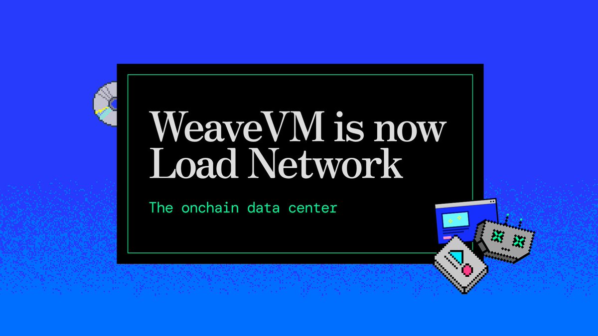 WeaveVM is now Load Network. [ ^^]

As the largest data protocol on Arweave by monthly transaction volume since launch, we've been integrated as the storage layer for chains like <a href="/avax/">Avalanche🔺</a>, <a href="/MetisL2/">Metis🌿</a>, <a href="/rss3_/">RSS3 🟦</a>. 

We've been integrated as DA for <a href="/dymension/">Dymension</a>, secured indexed blobs for