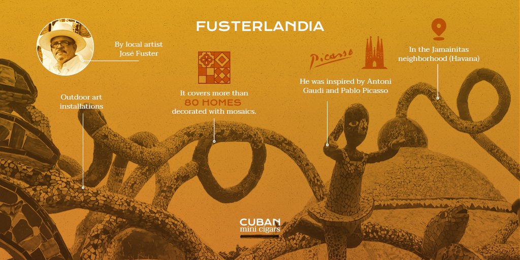 cubanmini_EN's tweet photo. Welcome to Fusterlandia! 🎨 A paradise of colours and shapes created by José Fuster, where art transforms a neighborhood in #LaHabana into an open-air masterpiece. Inspired by Gaudí and Picasso, every corner is an explosion of creativity✨  #Cuba #CubanMiniCigars https://t.co/7BmMabE91o