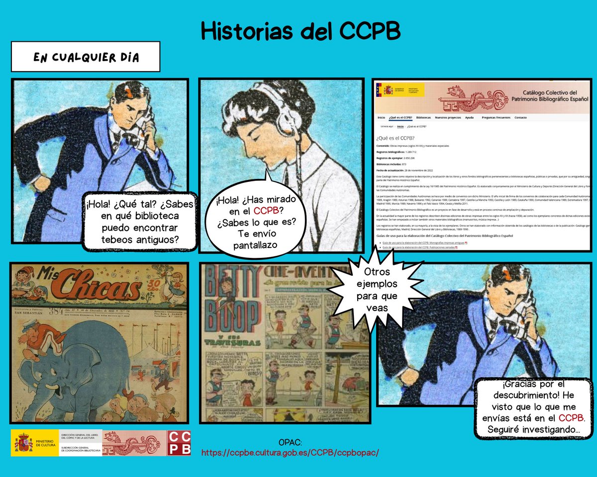 Por aquí hoy seguimos celebrando el #DíadelCómic, porque ¿sabíais que estas publicaciones también son patrimonio bibliográfico? Puedes consultar los registros en el Catálogo Colectivo del Patrimonio Bbliográfico #CCPB 👇
ccpbe.cultura.gob.es/CCPB/ccpbopac/