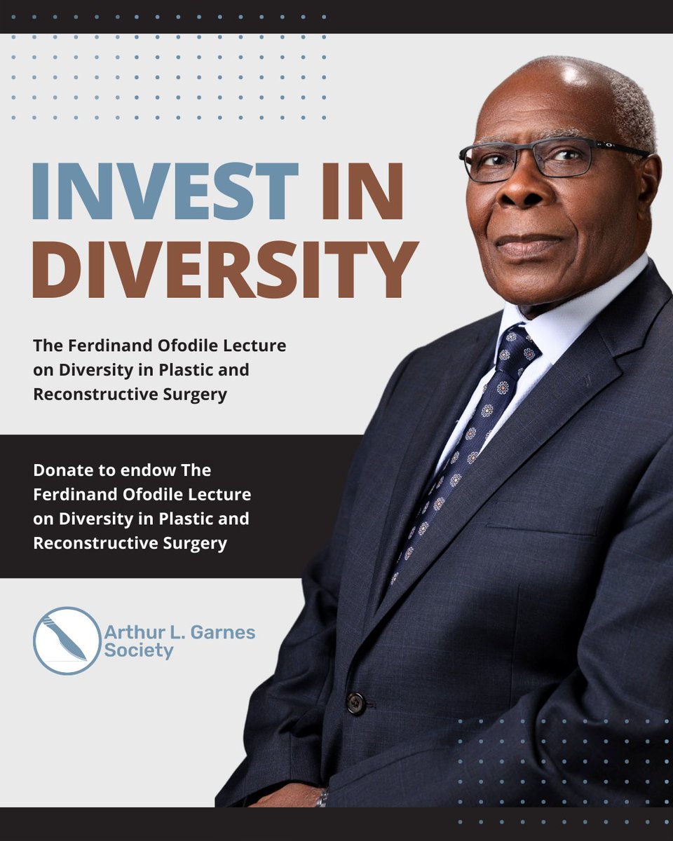 Support Diversity in PRS. Have you donated yet? The Ferdinand Ofodile Lecture is dedicated to advancing diversity and leadership in Plastic and Reconstructive Surgery. To sustain this initiative, we’re raising $100,000—and we need your support. Donate now! ow.ly/VBjL50VhYbh