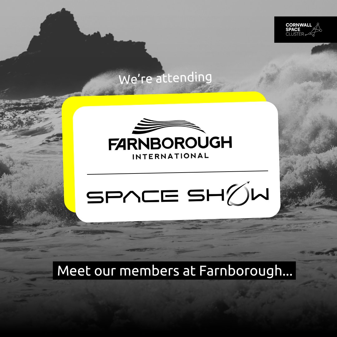 Tomorrow, we’re at <a href="/FboroSpaceShow/">Farnborough International Space Show</a> 🚀

Cornwall is driving real-world impact in space, from climate tech and AI-driven satellites to next-gen propulsion.

Come and see what’s next!

Find us on stand 2631 📍

#FISS2025 #CornwallSpace #FarnboroughSpaceShow #SpaceInnovation