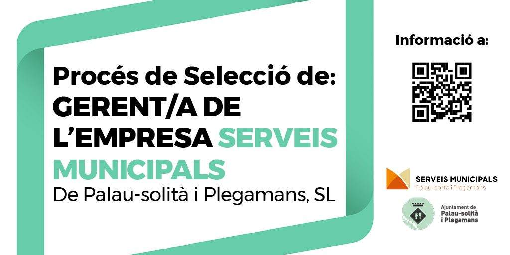 palauplegamans's tweet photo. En marxa el procés de Selecció per la contractació de:

Gerent/a de l’empresa Serveis Municipals de Palau-solità i Plegamans, SL

Més informació a https://t.co/KuvynsDEkI

#ServeisPsiP #PâlausolitàiPlegamans https://t.co/MFlg9NdNvn