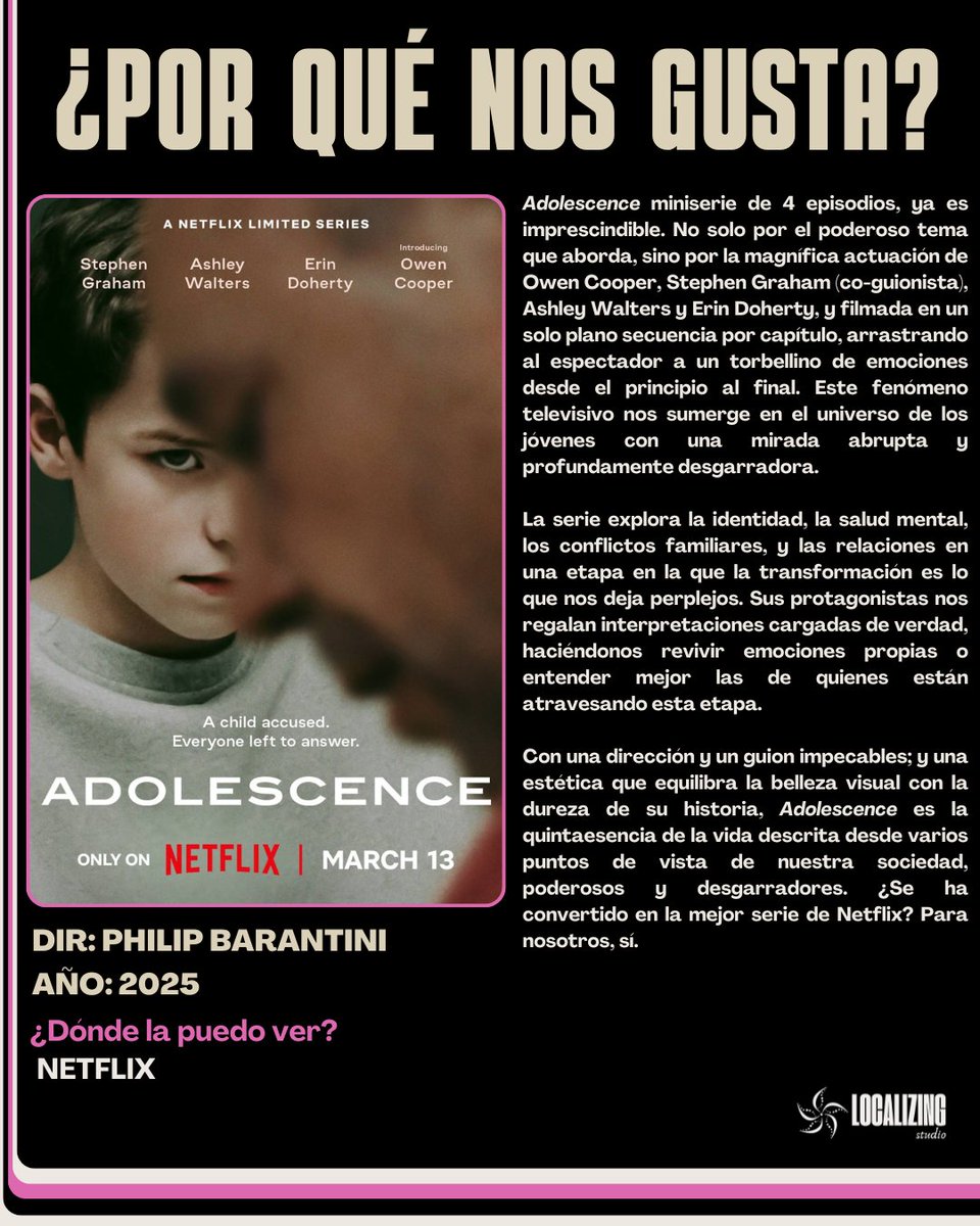 nancysodivine's tweet image. En @Localizing_St, recomendamos esta auténtica obra maestra.

No dejéis de verla.🏅

#localizingstudio #almanaquecinefilo #martesdeelenco #miniserie #netflixuk #netflix