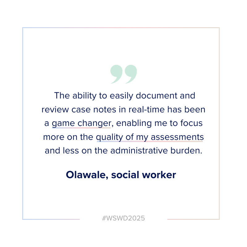 💛 A reminder of why we do what we do this #WorldSocialWorkDay ⬇️

Social workers like Olawale support some of the most vulnerable people in our communities. 

We're focused on building tech that gets social workers back to the work they love.

#WSWD2025 @basw_uk