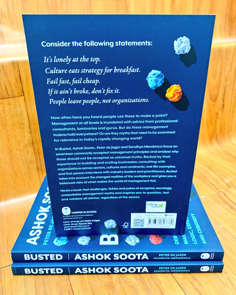 Padhega India (Bodhi Tree Knowledge Services) (@padhegaindia_) on Twitter photo #NewBookAlert. Flat 25% Discount.
Presenting : Busted - Debunking 20th Century Management Myths with Logic, Experience and Curiosity by Ashok Soota, Peter De Jager & Sandhya Mendonca (<a href="/sandhyamendonca/">Sandhya Mendonca / Smarting Bangalorean</a>), published by <a href="/HarperBusiness/">Harper Business</a>.
#BuyFromPI 👉 padhegaindia.in/product/busted… #NewBookAlert. Flat 25% Discount.
Presenting : Busted - Debunking 20th Century Management Myths with Logic, Experience and Curiosity by Ashok Soota, Peter De Jager & Sandhya Mendonca (<a href="/sandhyamendonca/">Sandhya Mendonca / Smarting Bangalorean</a>), published by <a href="/HarperBusiness/">Harper Business</a>.
#BuyFromPI 👉 padhegaindia.in/product/busted…