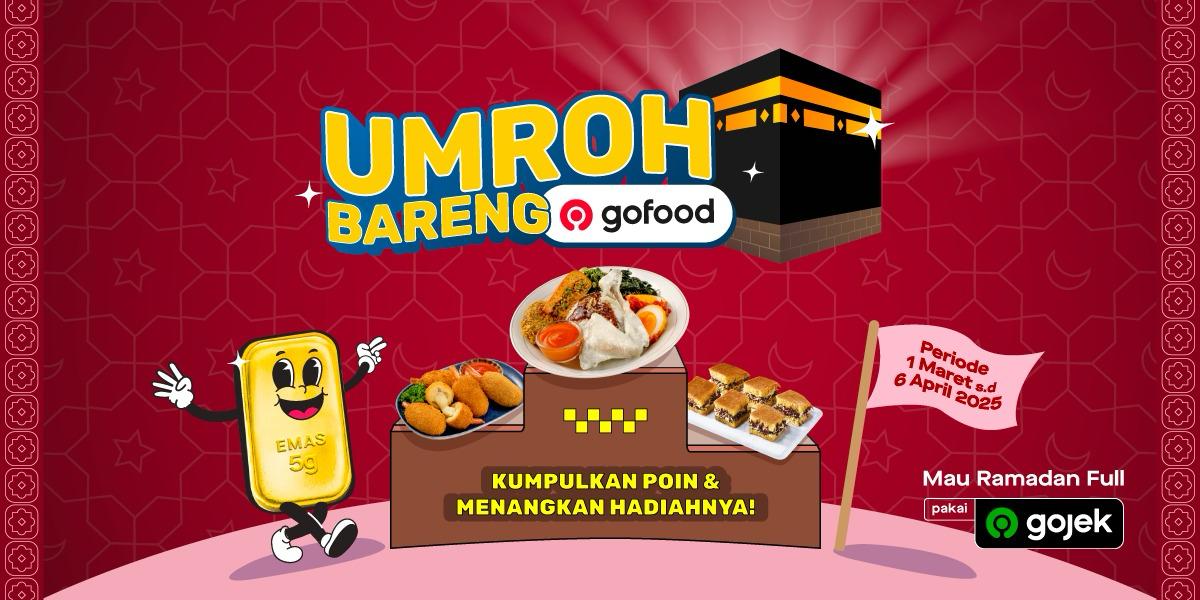 Fokus beli makan pakai GoFood buat ngumpulin poin, siapa tau bisa dapet Emas total 25 gram &amp; Umroh Bareng GoFood! Mohon doa restunya ya guys!