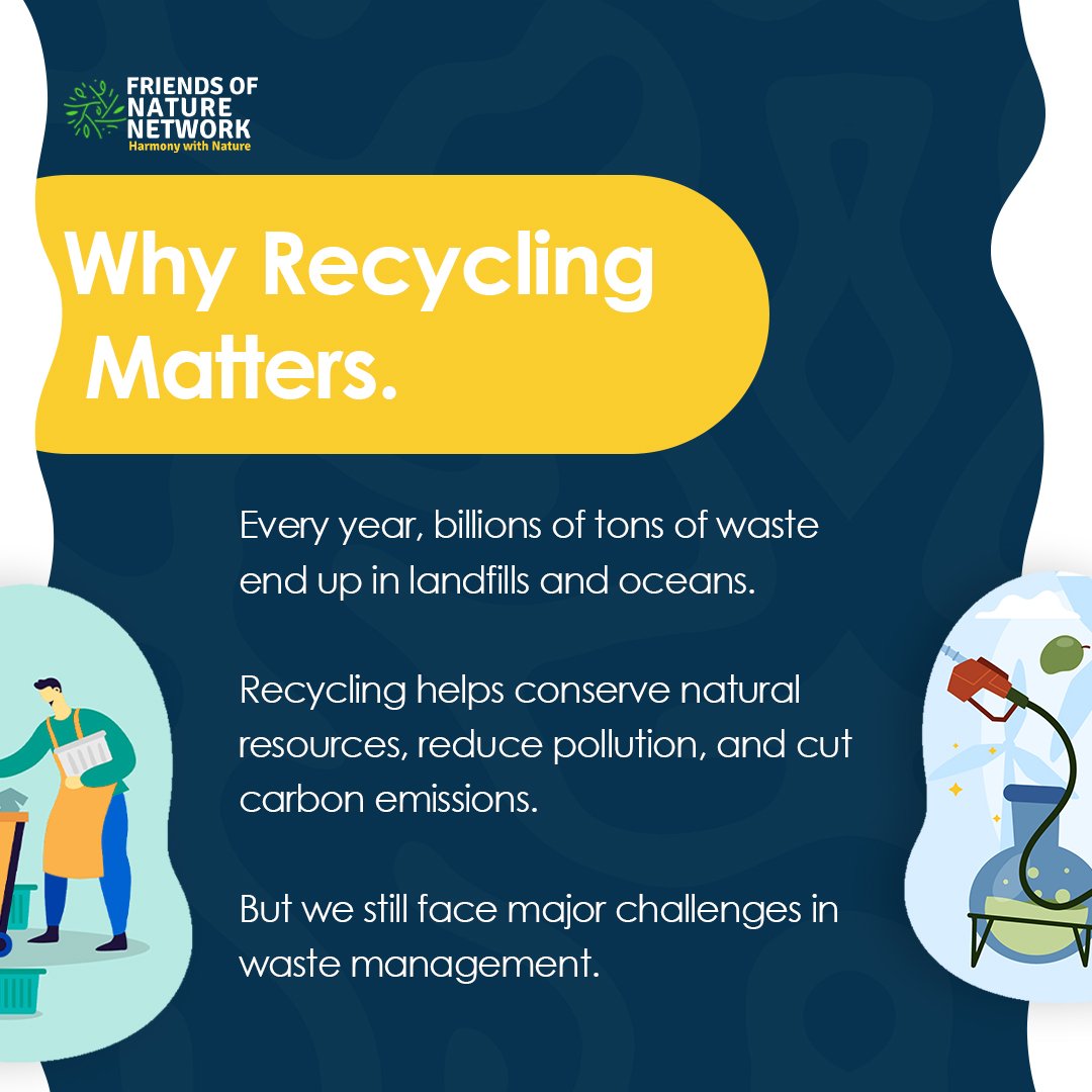 youth4envcon's tweet image. It’s Global Recycling Day 2025! ♻️

Every item we recycle is a step toward a cleaner planet!🌍✨

Swipe through our carousel to learn why recycling matters and how you can be part of the change!🌎♻️

#GlobalRecyclingDay #RecycleForTheFuture #SustainableLiving