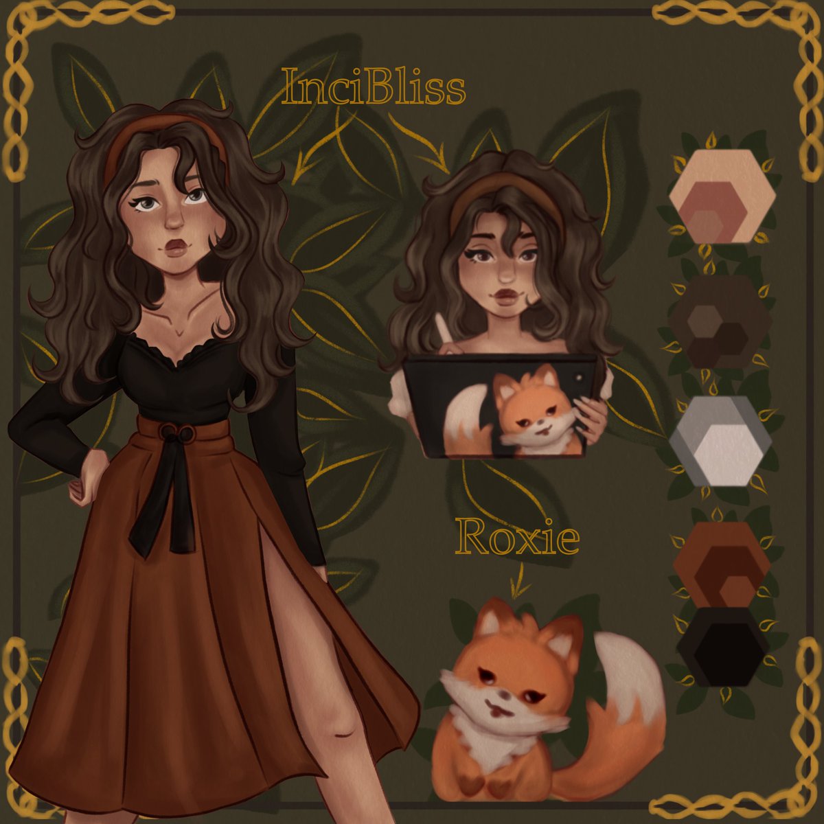 My newly updated character sheet with Roxie matches my new stream overlay!!

#art #twitchstreamer #characterdesign
