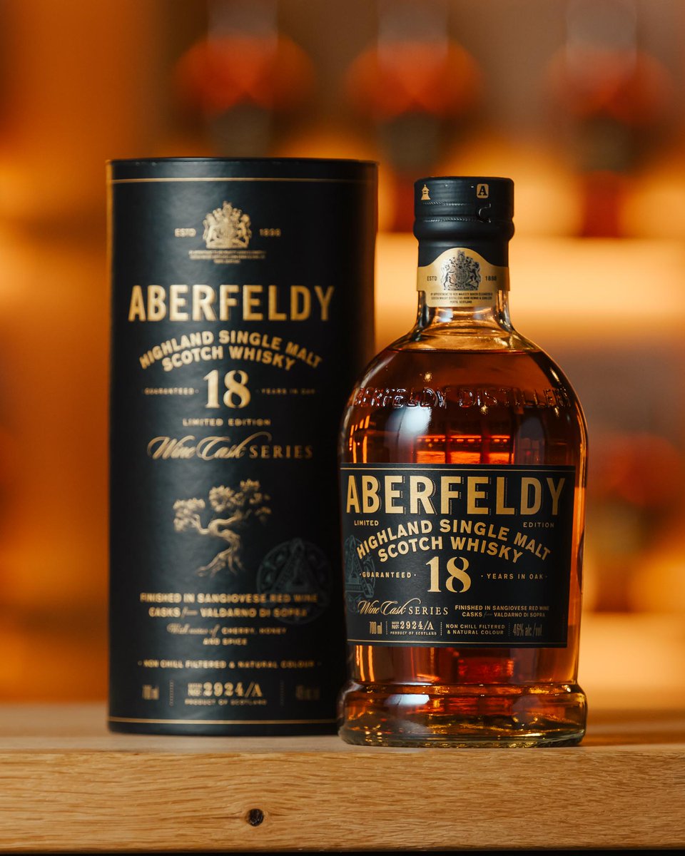 Aberfeldy 18, finished in Sangiovese Red Wine Casks. A truly special, limited edition dram 🥃 Shop online today - bit.ly/4krarKf

#Aberfeldy18 #WineCask #Whisky #Aberfeldy #DewarsAberfeldy #SingleMalt #ScotchWhisky