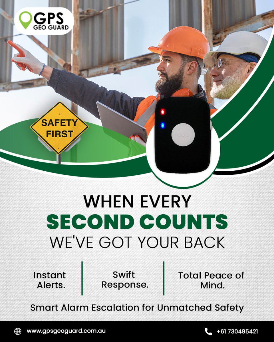 gpsgeoguard's tweet image. Every second counts in an emergency! With our smart alarm escalation, help is on the way when you need it most. Stay protected, stay confident. Get started today! 📞 1800709050
#EmergencyResponse #SafetyFirst #FastResponse #WorkplaceSafety #PersonalSafety #SafetyInnovation