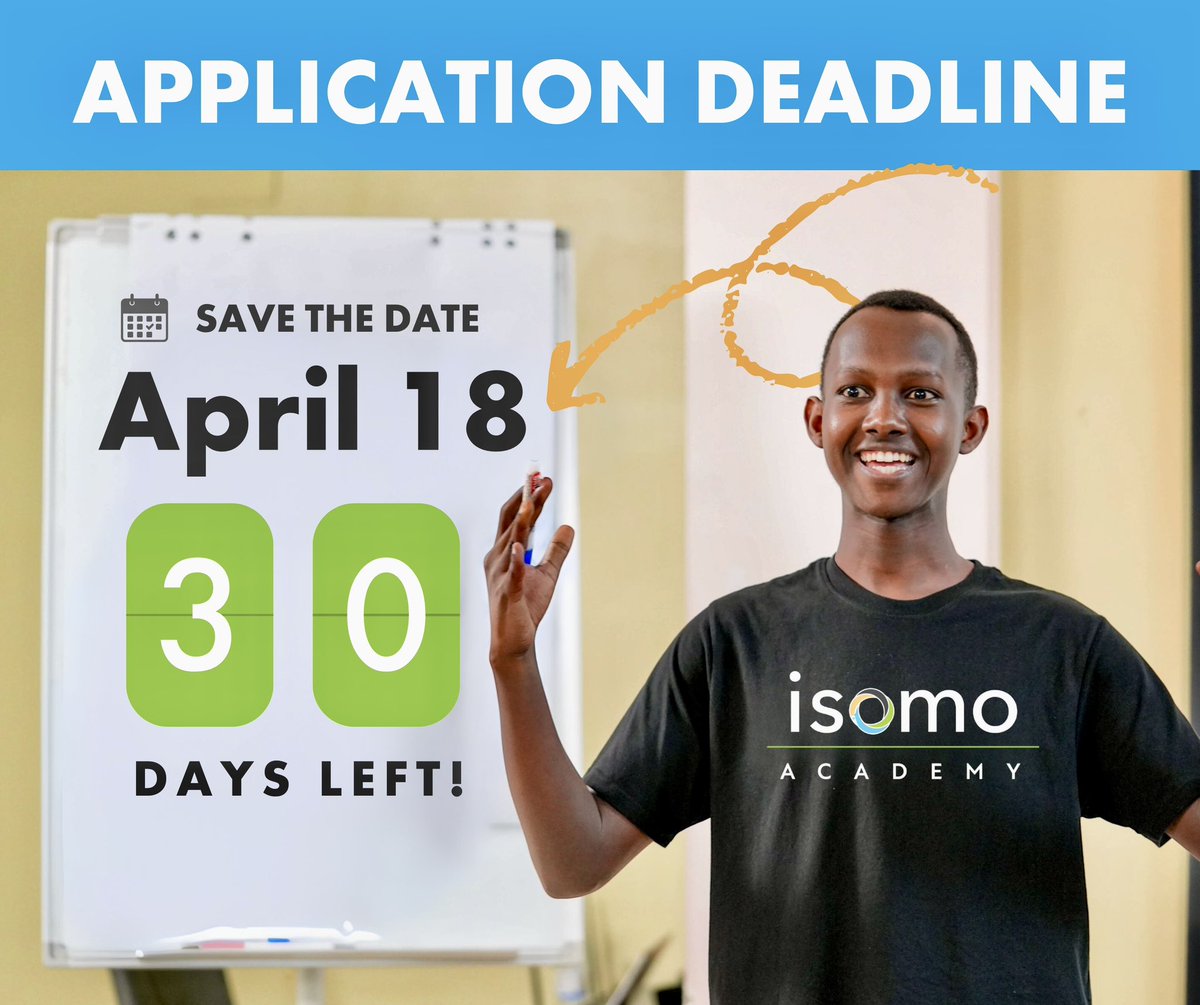 🚨 30 Days Left! 🚨

Senior 4 students, don’t miss the chance to join Isomo Academy! Our program equips you to compete and win university scholarships worldwide. 

Apply by April 18 at isomo-rw.com

#IsomoAcademy