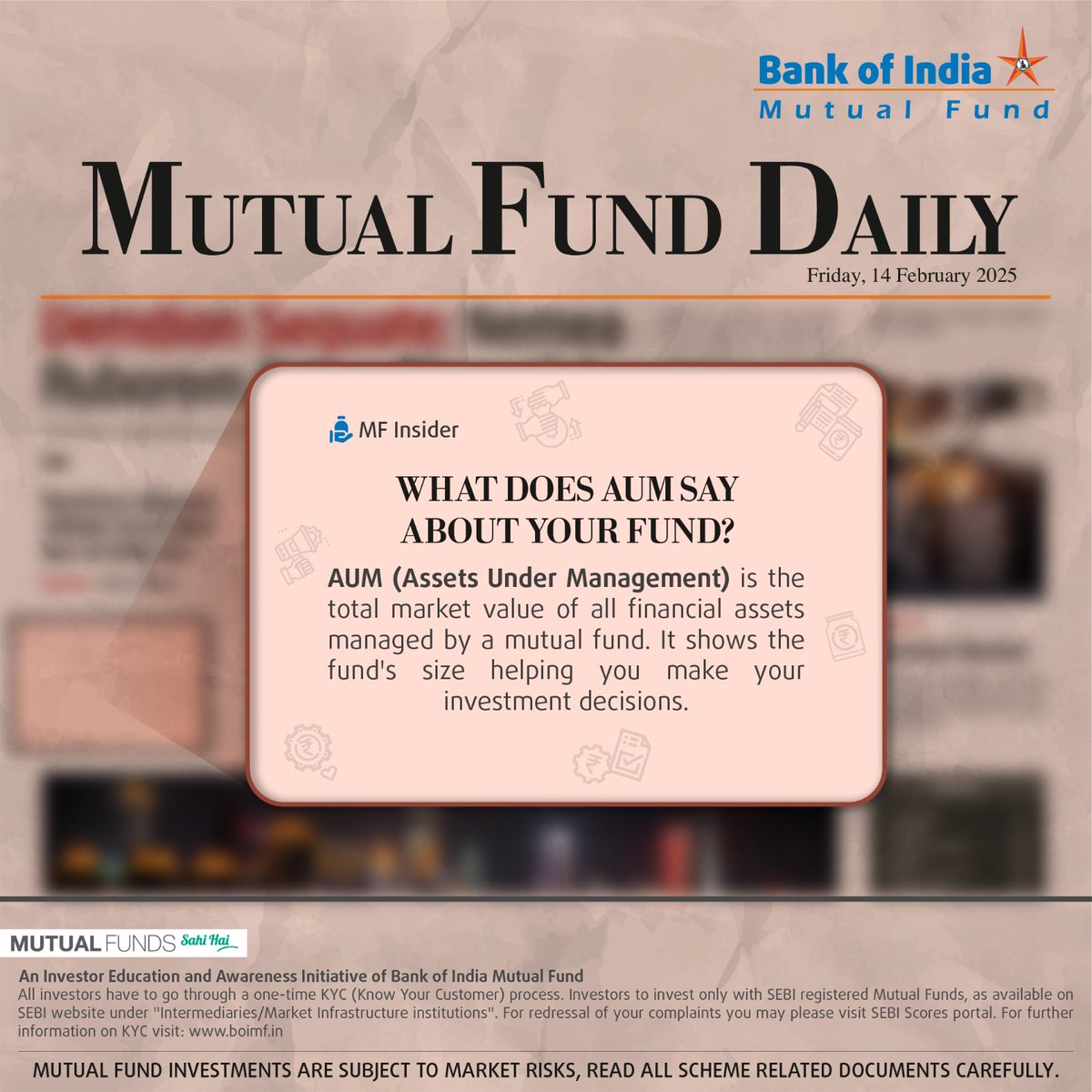 bankofindia_mf's tweet photo. Your fund's AUM speaks volumes! Understanding this key metric can provide valuable insights into fund size and management.
#bankofindiamutualfund #BOIMF #mutualfundsahihai #assetundermanagement #fundsize #fundhouse #growth #investtoday https://t.co/5OMUoWXSPr