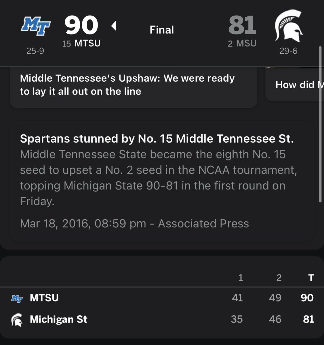 Throwback to the last time MSU was a 2 seed in March Madness 🫣