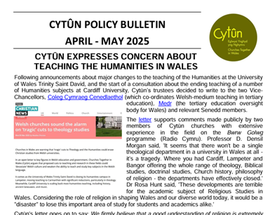 Cytûn (@cytunnew) on Twitter photo New Policy Bulletin: churches' concern about Humanities education and overseas aid cuts; new Eco Church survey <a href="/ARochaUK/">A Rocha UK</a>; using redundant church land for housing <a href="/BevanFoundation/">Bevan Foundation</a>; churches making cohesive communities; new <a href="/CytunNew/">Cytûn</a> policy officer; and more cytun.co.uk/bwletin-polisi… New Policy Bulletin: churches' concern about Humanities education and overseas aid cuts; new Eco Church survey <a href="/ARochaUK/">A Rocha UK</a>; using redundant church land for housing <a href="/BevanFoundation/">Bevan Foundation</a>; churches making cohesive communities; new <a href="/CytunNew/">Cytûn</a> policy officer; and more cytun.co.uk/bwletin-polisi…