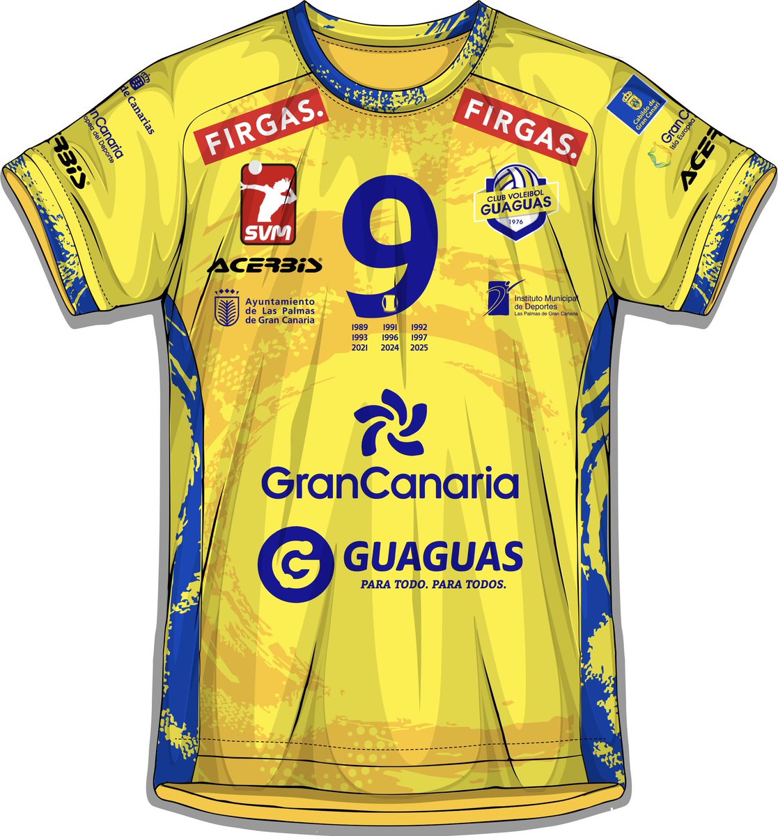 Para coleccionistas - Sorteo de una camiseta del <a href="/cvguaguas/">Club Voleibol Guaguas Las Palmas de Gran Canaria</a> muy copera. 

Ahí va la pregunta: ¿Cuántos títulos, en el Siglo 20 y en este, suman de amarillo <a href="/camarerosergio/">Sergio Miguel Camarero</a> y el ‘Capi’ <a href="/AlmansaMartinez/">Jorge Almansa</a>? 

Respondan aquí con el número en letras. 

El plazo acaba en 50 horas horas.