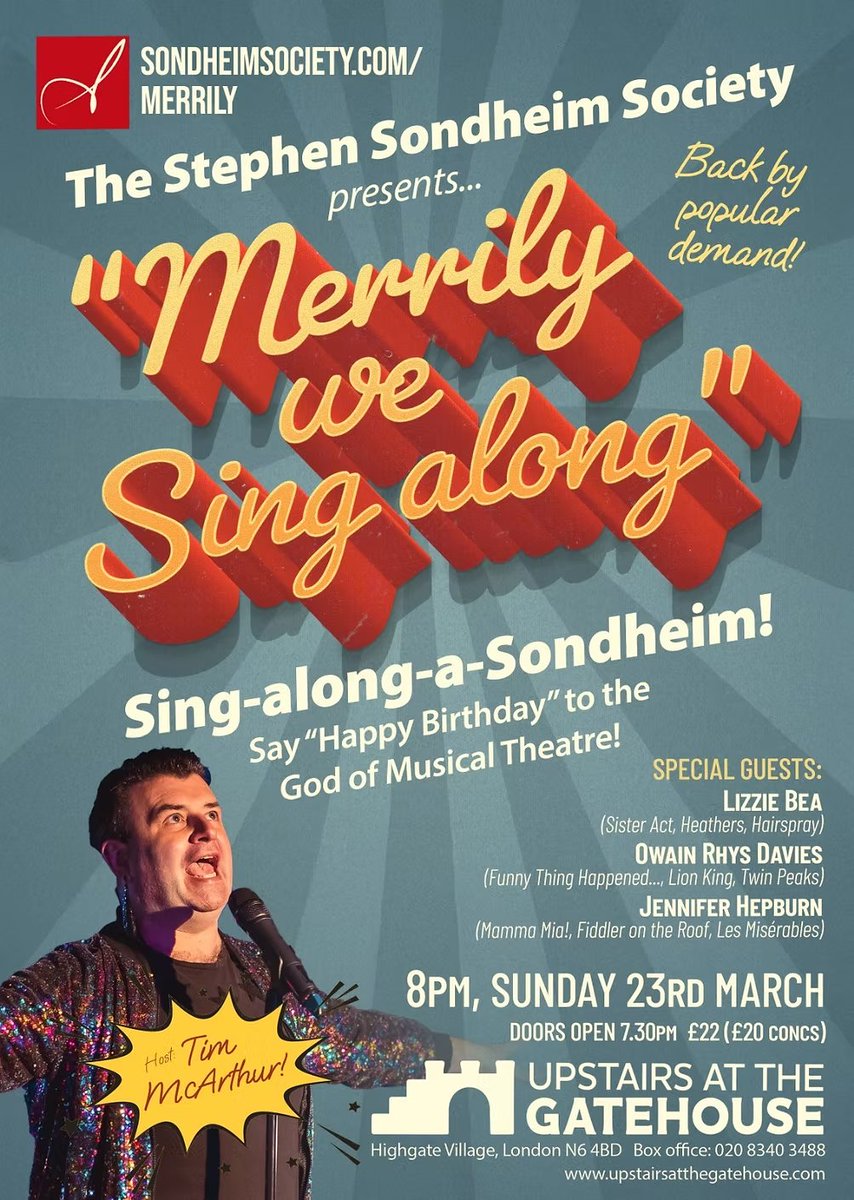 Sondheim Society (@sondheimsociety) on Twitter photo How are you celebrating Sondheimas this year? Why not join us this Sunday <a href="/GatehouseLondon/">Upstairs At The Gatehouse</a> for another MERRILY WE SING ALONG!? Raise your voice along with <a href="/Tim_McArthur/">Tim McArthur</a> and his special guests - all vocal abilities welcome! Sing out, Louise! (And Louis!) upstairsatthegatehouse.ticketsolve.com/ticketbooth/sh… How are you celebrating Sondheimas this year? Why not join us this Sunday <a href="/GatehouseLondon/">Upstairs At The Gatehouse</a> for another MERRILY WE SING ALONG!? Raise your voice along with <a href="/Tim_McArthur/">Tim McArthur</a> and his special guests - all vocal abilities welcome! Sing out, Louise! (And Louis!) upstairsatthegatehouse.ticketsolve.com/ticketbooth/sh…
