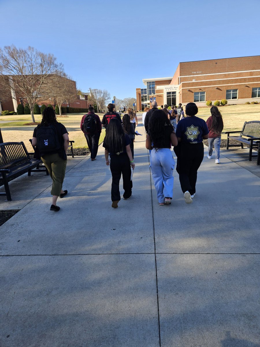 Wayfind Scholars at @hsamonroemiddle , @porterridgemsnc , and @sunvalleymsnc enjoyed guided tours of the WU campus with mentors yesterday. The purpose of the tours was to feature where the Wayfind Family eats, sleeps, and plays during summer camp. @ucpsnc @wingateuniv