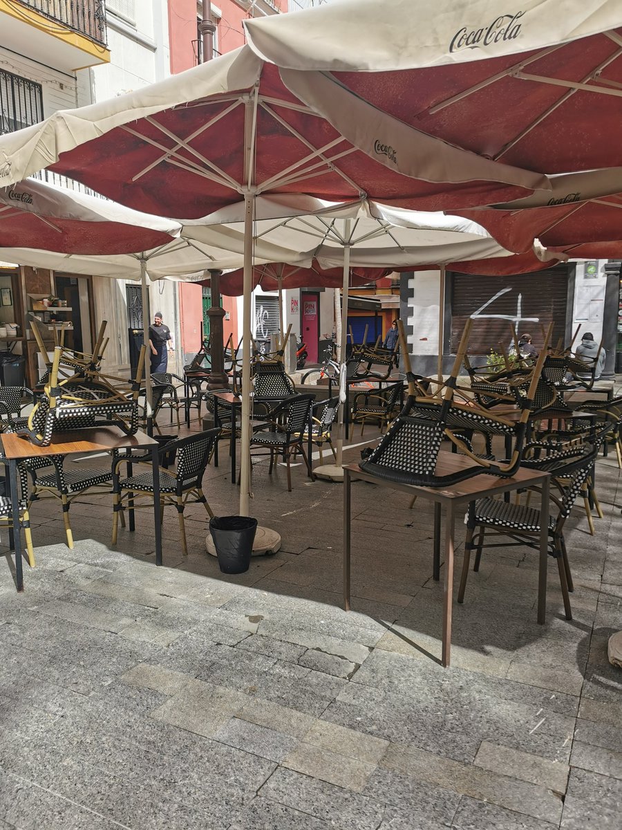 <a href="/VecinosAlfalfa/">Alfalfa</a>  Bares en la plaza de la alfalfa en Sevilla llenos de veladores que no abren hasta horario de turistas. Los vecinos lo tenemos en cuenta <a href="/SevillanoIndi/">Sevillano Indignado</a> <a href="/sevilla_vivir/">sevilla.justa</a>