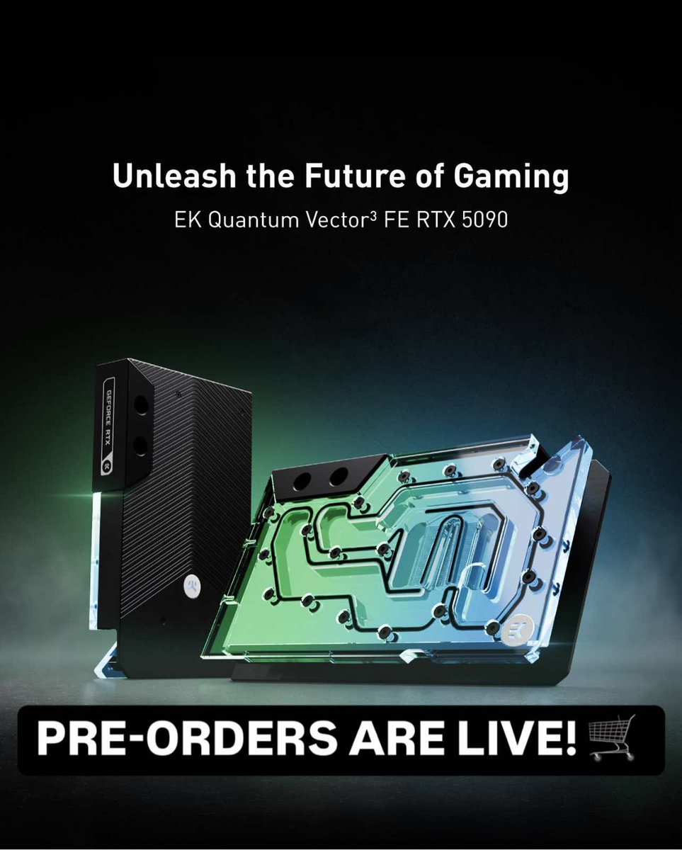 EK-Quantum Vector³ FE RTX 5090 Now Available to Order! 🌊ek.tech/vxc33w Get the ultimate liquid-cooling solution for NVIDIA's most powerful RTX GPU yet.  #RTX5090 #NVIDIA
