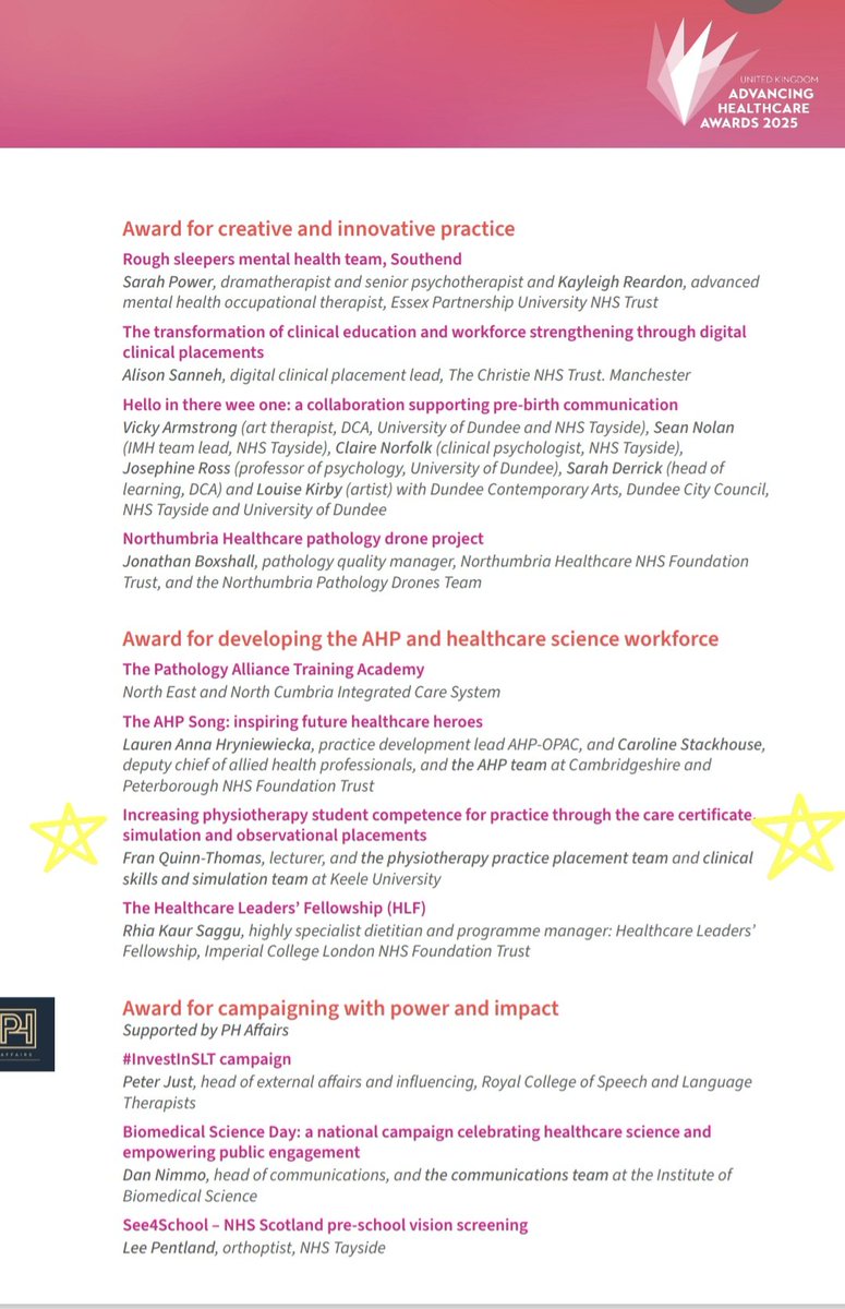 Fran Quinn-Thomas (@franquinnthomas) on Twitter photo We are so excited to announce that <a href="/KeeleAHPP/">Keele Allied Health Professions & Pharmacy</a> Physio Placement Team and our Faculty Clinical Skills and Simulation Team have been shortlisted for an Advancing Healthcare Awards 2025! Just from the titles it sounds like there are incredible entries! We are so excited to announce that <a href="/KeeleAHPP/">Keele Allied Health Professions & Pharmacy</a> Physio Placement Team and our Faculty Clinical Skills and Simulation Team have been shortlisted for an Advancing Healthcare Awards 2025! Just from the titles it sounds like there are incredible entries!