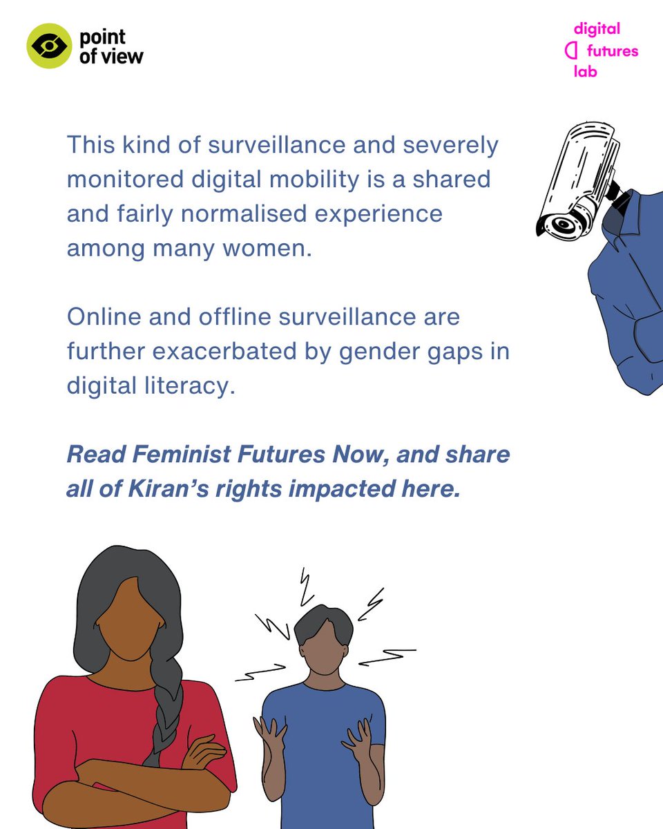 Digital Futures Lab (@digifutureslab) on Twitter photo Is digital access = digital freedom? Like Kiran, many women find that the excitement of access to a phone comes w strings of surveillance attached to them.
🔗 Everyone deserves digital access w/o surveillance. Read how: tr.ee/FeministFuture…
<a href="/urvashi_aneja/">Urvashi Aneja</a> <a href="/iamanushkajain/">Anushka Jain</a> Is digital access = digital freedom? Like Kiran, many women find that the excitement of access to a phone comes w strings of surveillance attached to them.
🔗 Everyone deserves digital access w/o surveillance. Read how: tr.ee/FeministFuture…
<a href="/urvashi_aneja/">Urvashi Aneja</a> <a href="/iamanushkajain/">Anushka Jain</a>