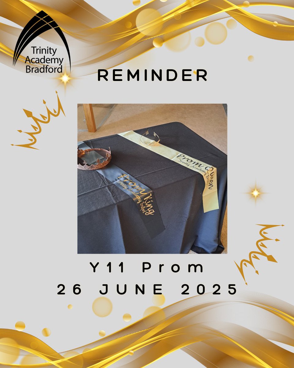 TrinityAcadBrad's tweet photo. Don't miss your chance to be part of this unforgettable night. ๐คต๐
Make sure to secure your place and get ready for an evening full of memories, fun and dancing! ๐Deposits are required via ParentPay by 1 April.
#Prom2025 #CountdownToProm #UnforgettableNight #PromReady https://t.co/rBnFUmx5GV