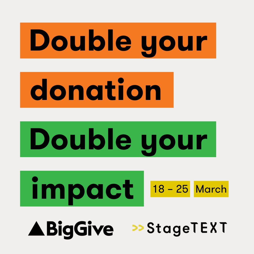 Help us to raise £2,000 in one week. Starting today, we're taking part in Big Give where every donation will be doubled. This means your £10 becomes £20, helping twice as many people who are deaf to access theatre, museums and cultural events.

donate.biggive.org/campaign/a05WS…