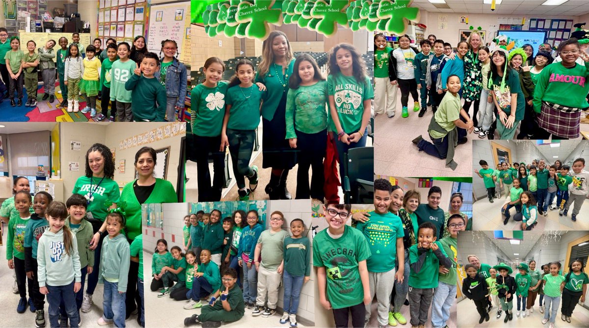 “Greenstatic” Day was a joyful occasion at Cesar Chavez School! Our halls were filled with a sea of green donning everything from green hats and accessories. Staff and students showcased their green outfits and creative decorations. The enthusiasm smiles were contagious!