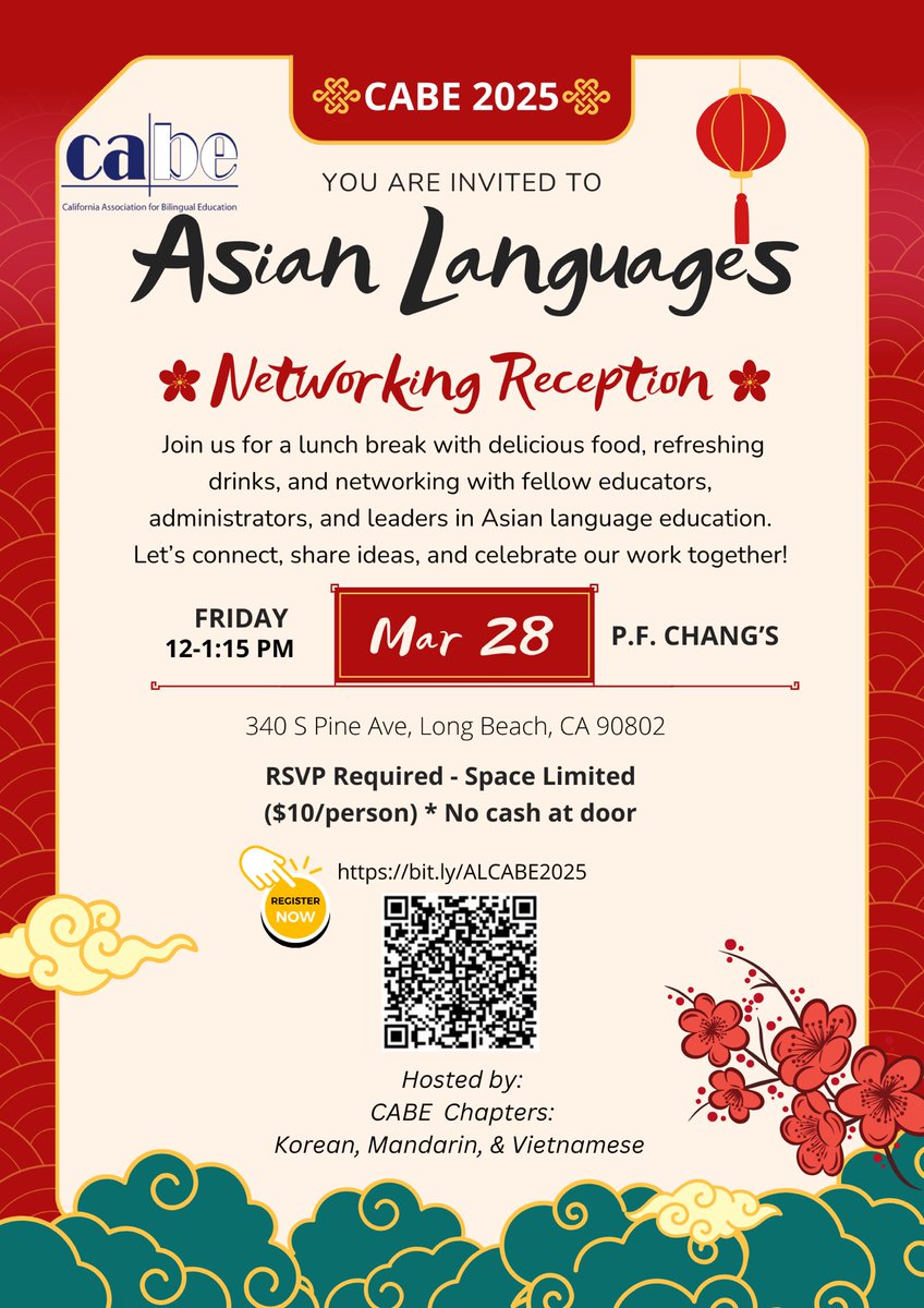 If you are coming to #cabe2025 next week, here’s a great networking opportunity for educators working with Asian languages!