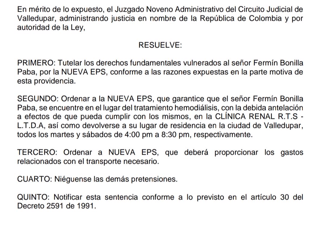 Erika Shoon (@erikaerikashoon) on Twitter photo Si un Juez ordena hay que cumplir la ley <a href="/NuevaEPS_/">NUEVA EPS</a> <a href="/Supersalud/">Supersalud</a> y a la fecha no se le está brindando el transporte al señor Fermin Bonilla #Valledupar <a href="/MinSaludCol/">MinSalud Colombia 🇨🇴</a> Si un Juez ordena hay que cumplir la ley <a href="/NuevaEPS_/">NUEVA EPS</a> <a href="/Supersalud/">Supersalud</a> y a la fecha no se le está brindando el transporte al señor Fermin Bonilla #Valledupar <a href="/MinSaludCol/">MinSalud Colombia 🇨🇴</a>