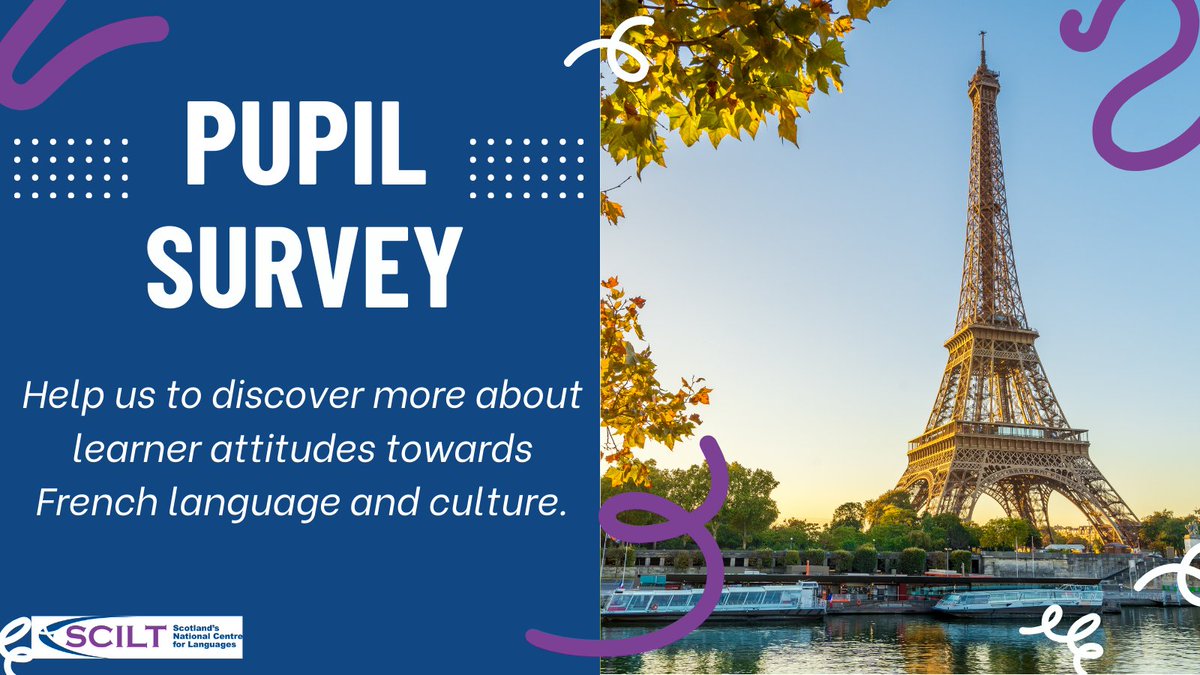 Ahead of The Future of French en Écosse forum in June, we want to find out more about learner attitudes towards French language and culture. A survey is open to school learners who have studied French and will take 5 minutes to complete: loom.ly/7_PDT6k. Please share.