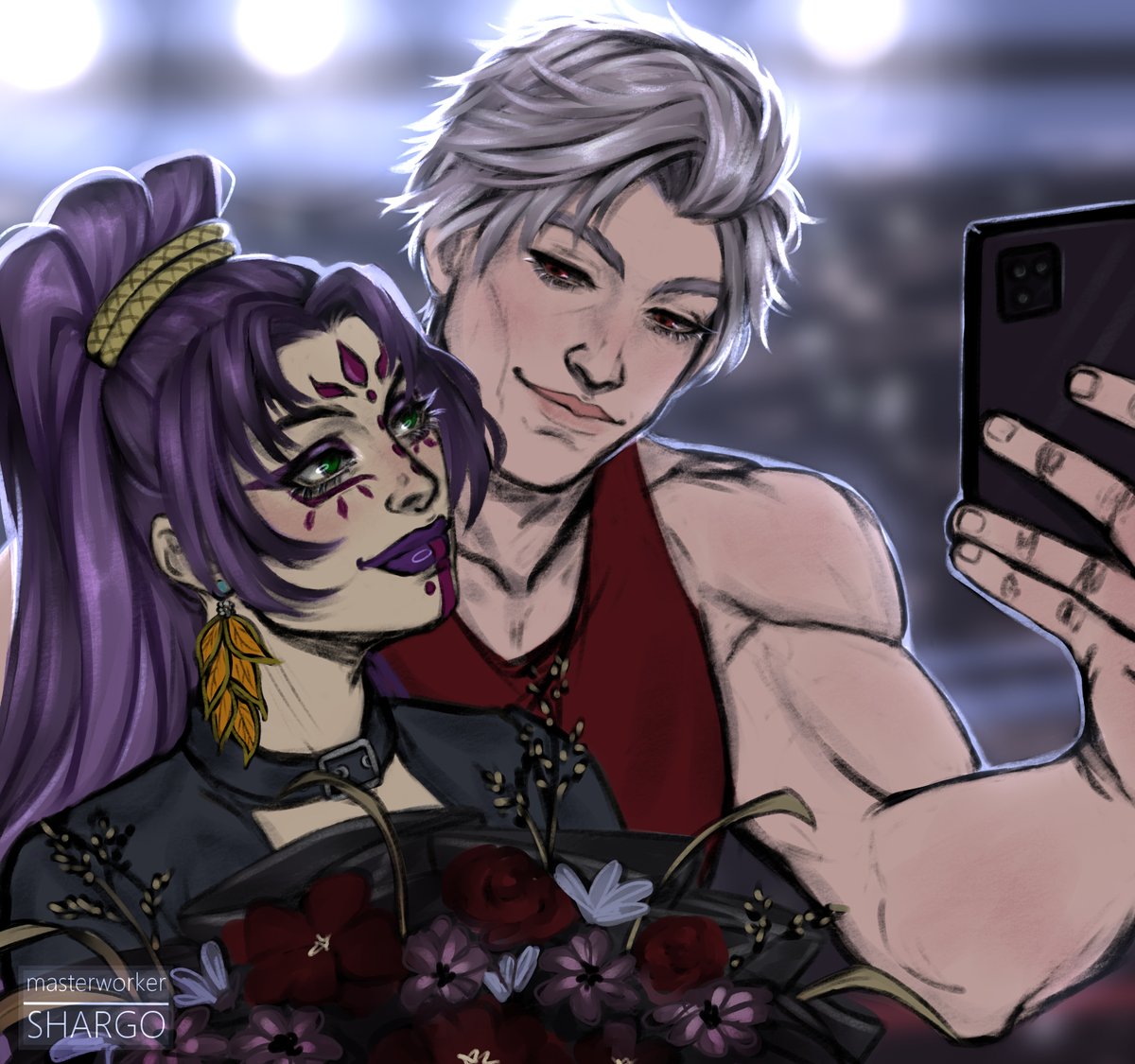 sketch-commission. sylus&amp; OC
#LoveandDeepspace